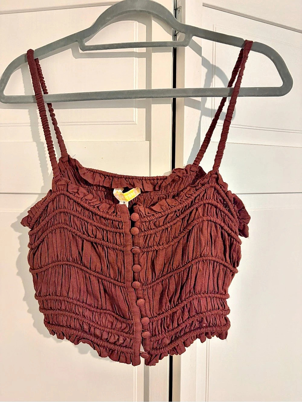 Urban Outfitters Brown Smocked Crop Top Size Medium NWT